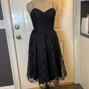 VINTAGE Lace Sweetheart fitted bodice dress, rhinestone straps, junior 9/10